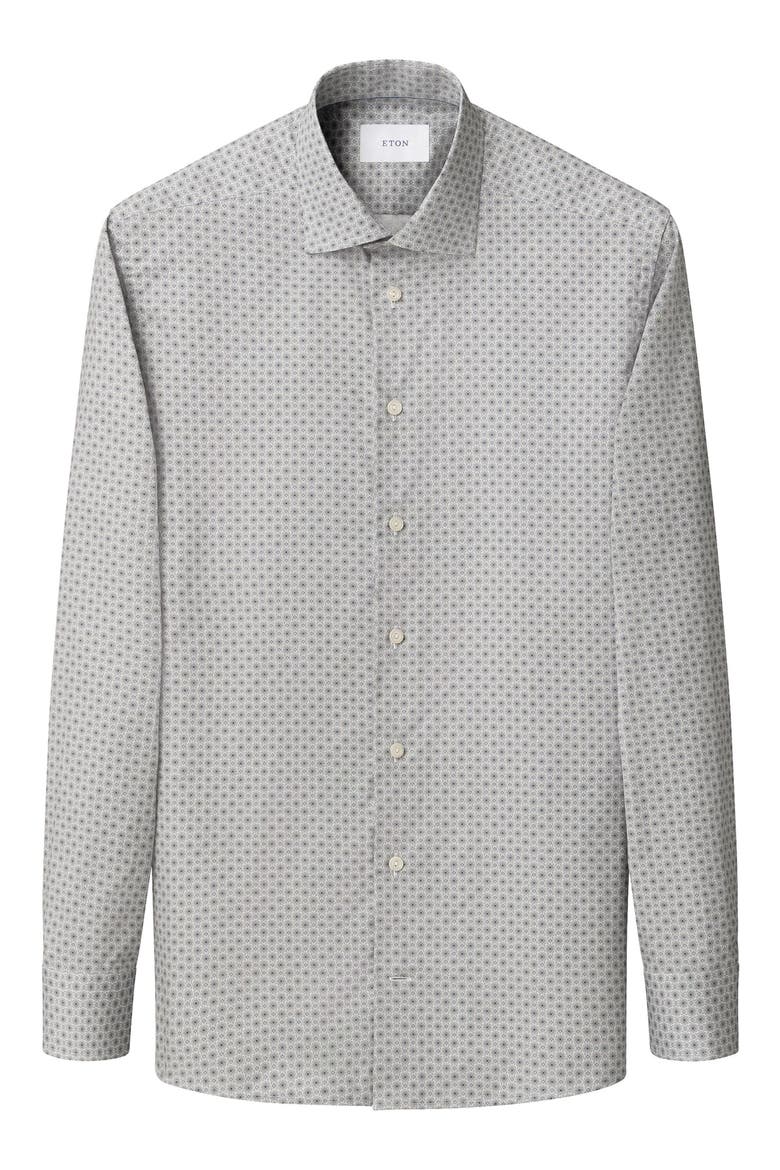 Slim Fit Floral Cotton Dress Shirt, Alternate, color, LIGHT BEIGE