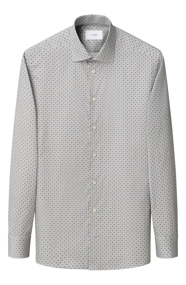 Eton Slim Fit Floral Cotton Dress Shirt, Alternate, color, Light Beige