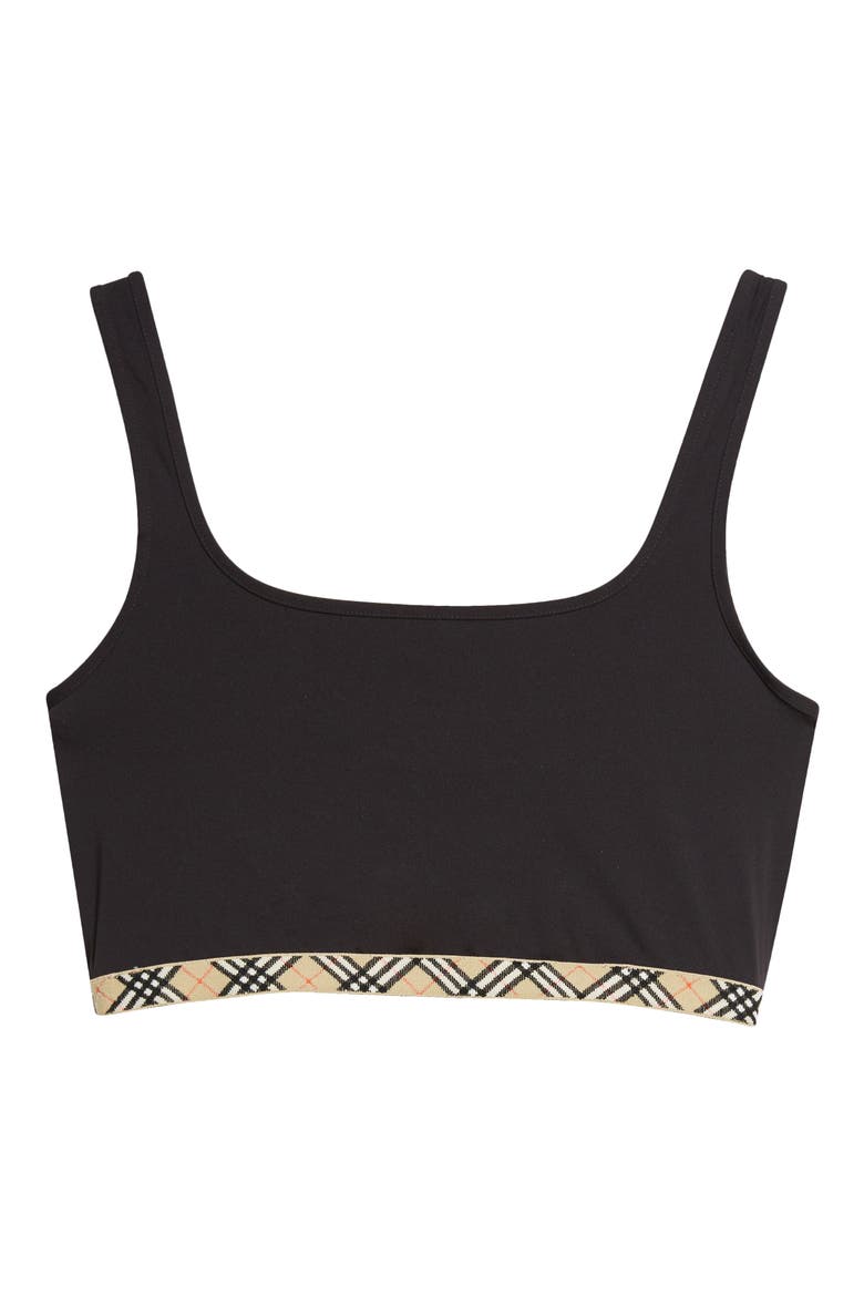 Check Trim Bikini Top, Alternate, color, BLACK