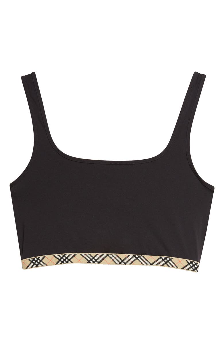 Burberry Check Trim Bikini Top, Main, color, Black