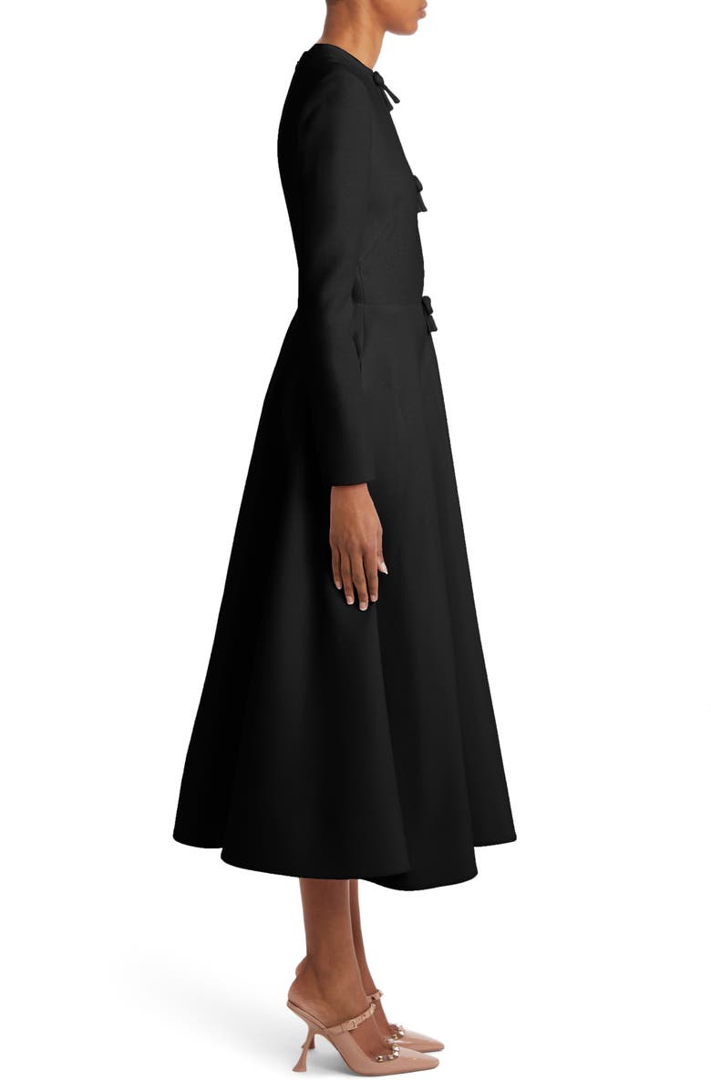 Valentino Garavani Bow Detail Long Sleeve Crepe Couture Midi Dress, Alternate, color, 