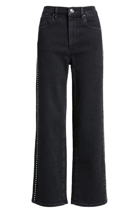 Le Sleek Studded Straight Leg Jeans (Astronaut)