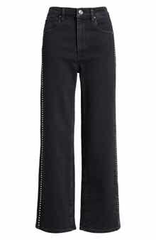 FRAME Le Sleek Studded Straight Leg Jeans
