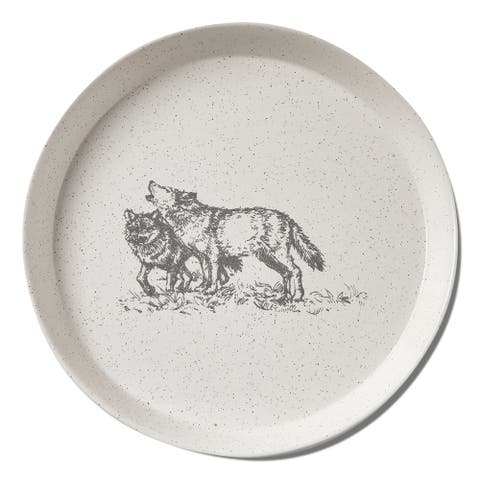 Winter Sketch Wolf Ceramic Appetizer Plates for Christmas