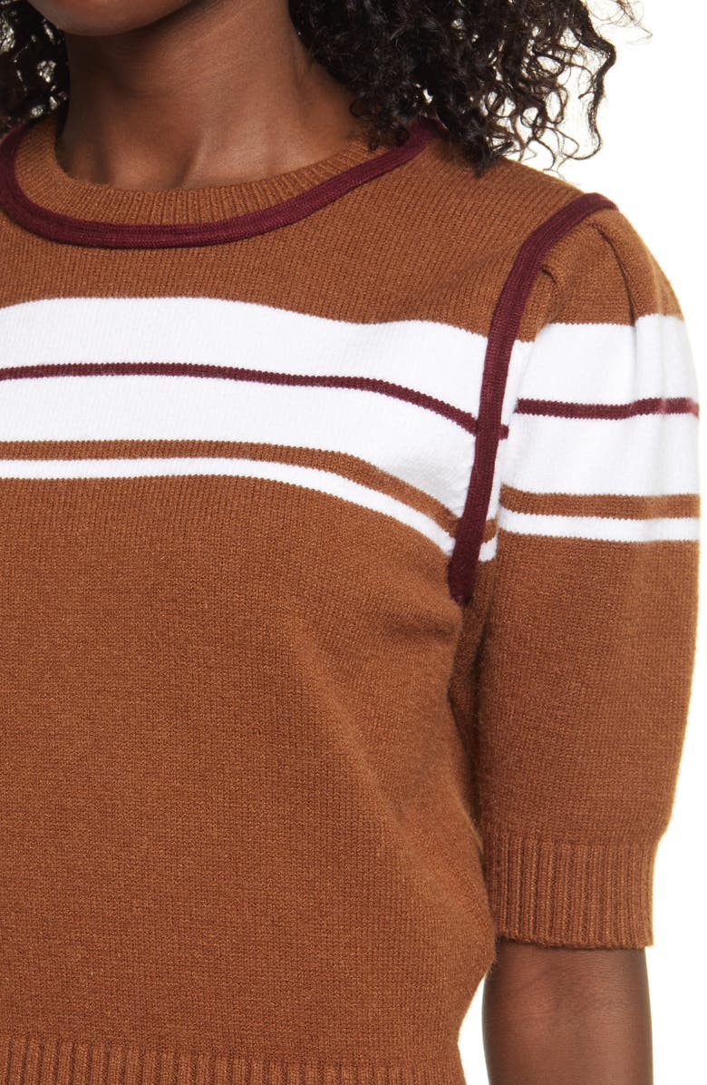 English Factory Stripe Puff Sleeve Sweater, Alternate, color,