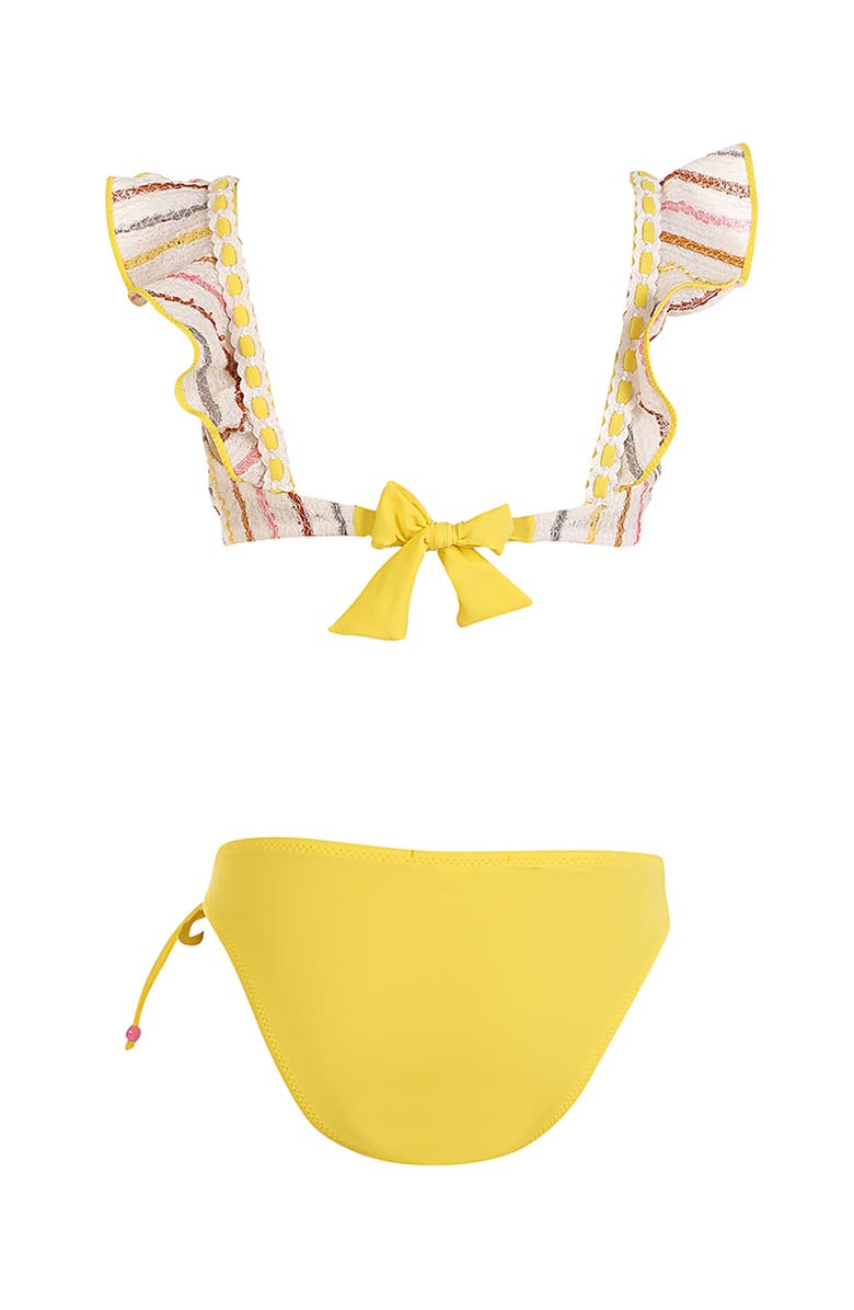 NESSI BYRD Multi-Color Striped Bandeau Two-Piece Bikini, Alternate, color, Beige