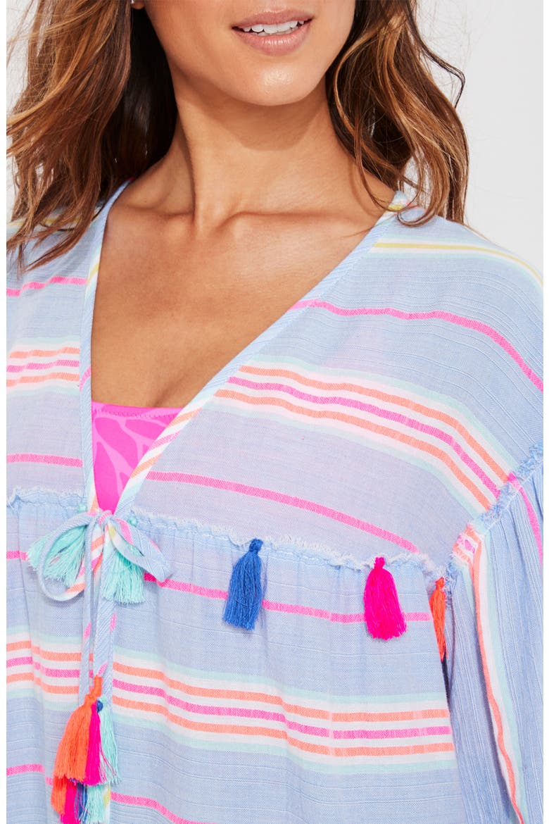 Beachy Stripe Cover-Up Caftan, Alternate, color, BREAKER BLUE