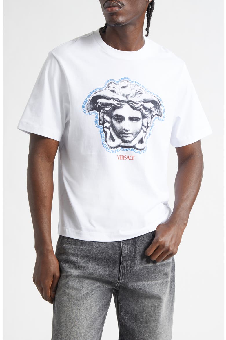 La Greca Medusa Cotton Jersey Graphic T-Shirt, Main, color, OPTICAL WHITE
