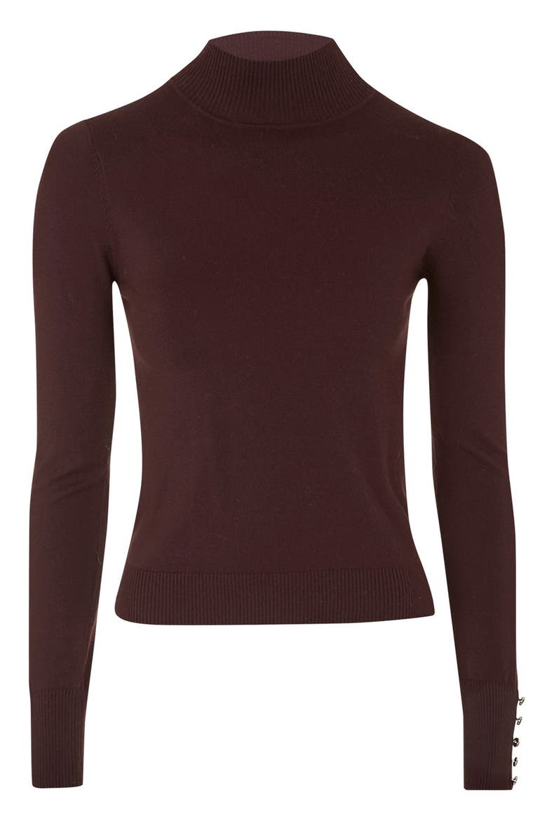 Funnel Neck Long Sleeve Top, Alternate, color, BURGUNDY
