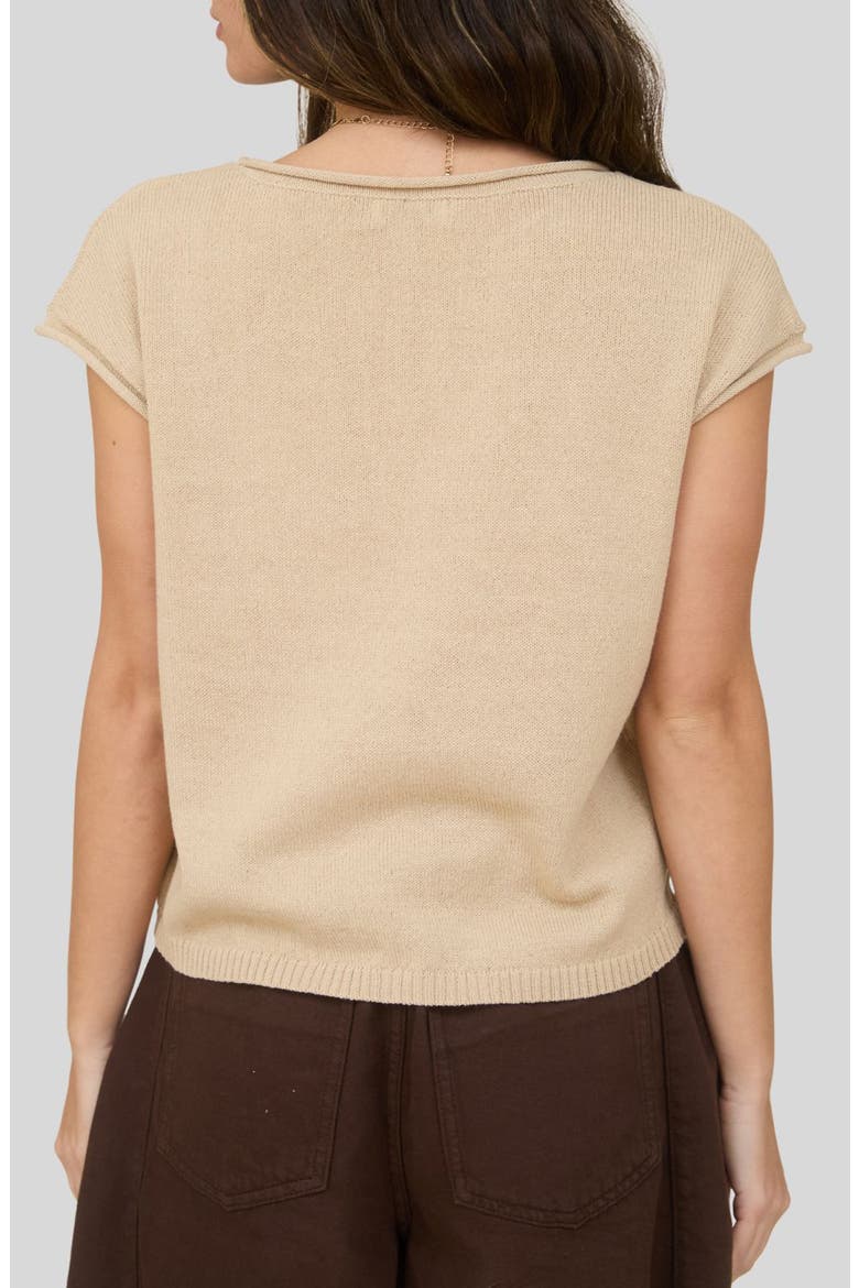 Cap Sleeve Sweater Top, Alternate, color, LIGHT KHAKI