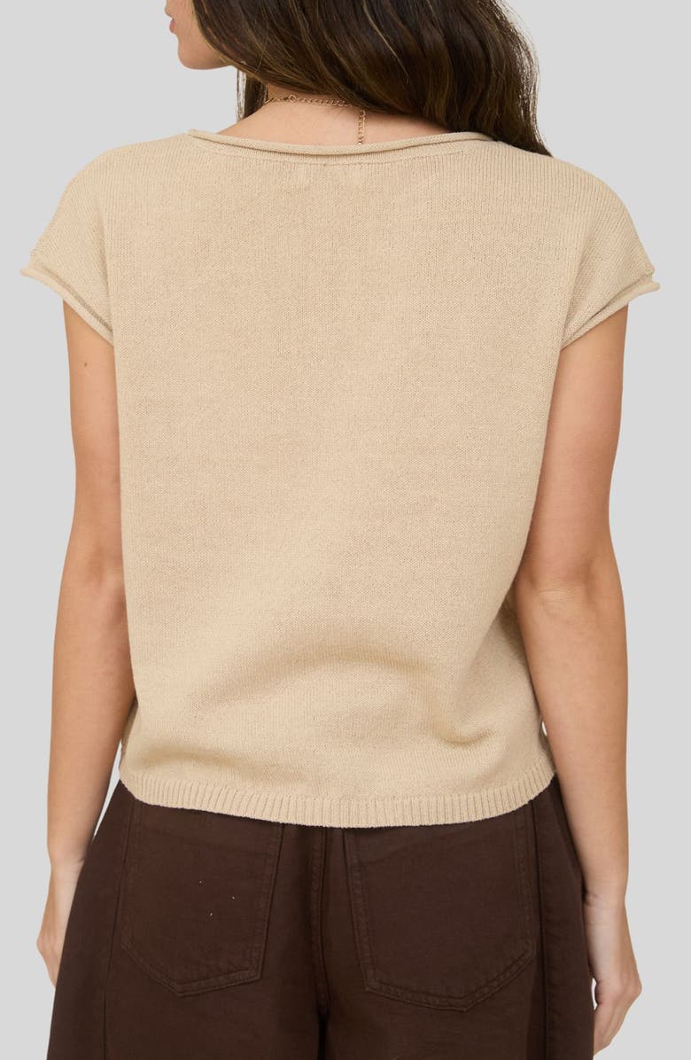 Blu Pepper Cap Sleeve Sweater Top, Alternate, color, Light Khaki
