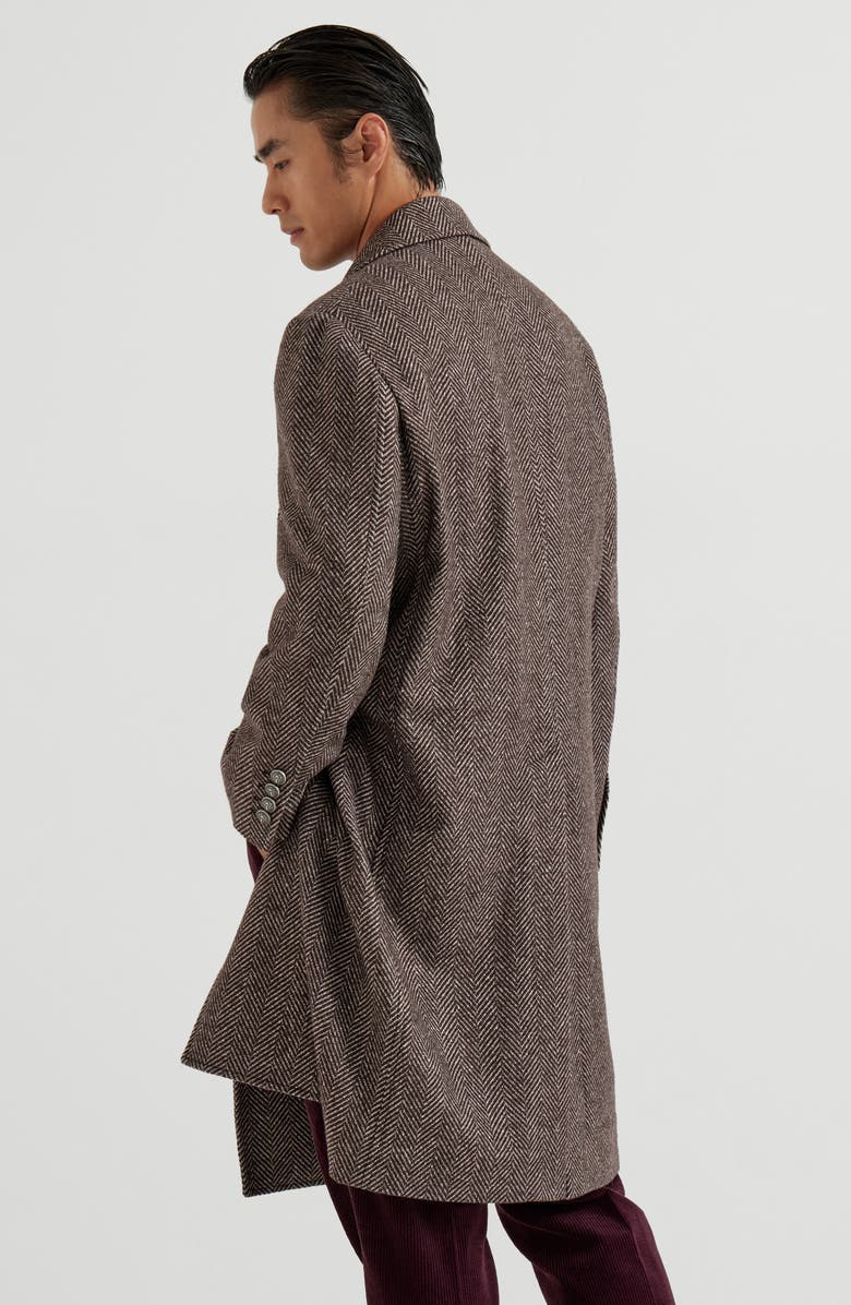 Brunello Cucinelli Chevron flannel coat, Alternate, color, Brown