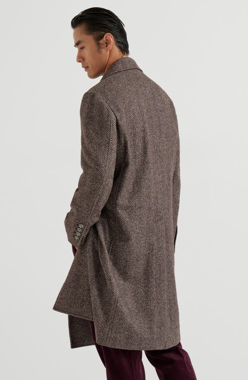 Brunello Cucinelli Cashmere And Silk Single Breasted Coat In Brown