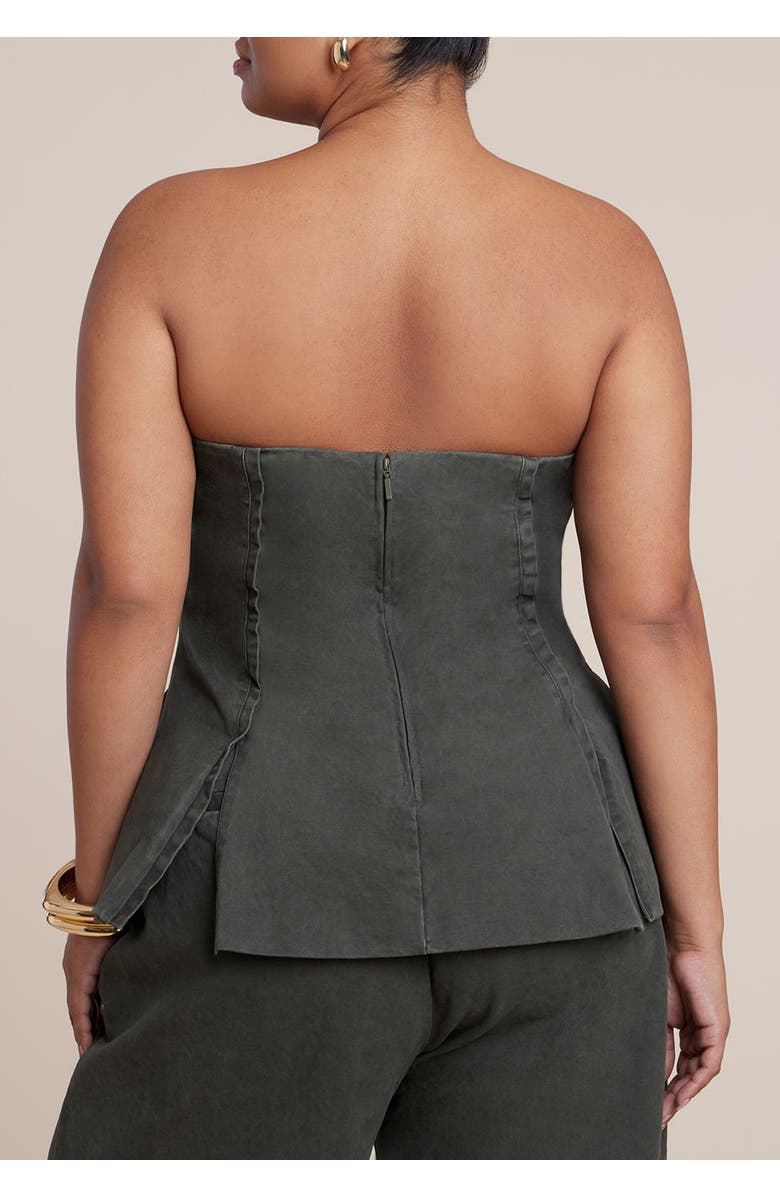 ELOQUII Seam Detail Strapless Top, Alternate, color, Burnt Olive