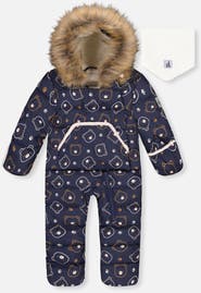Deux par Deux Teddy Bears Snug Car Seat Fleece Neckwarmer One Piece Snowsuit