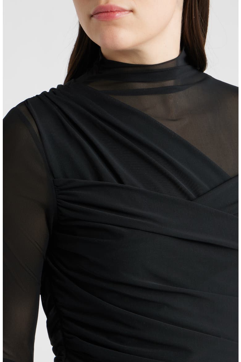Etulia Ruched Long Sleeve Dress, Alternate, color, BLACK
