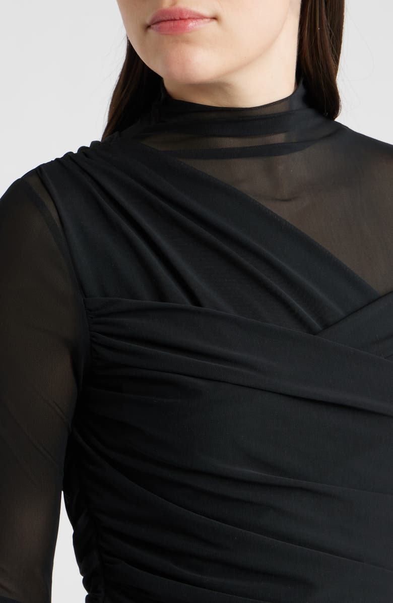 BOSS Orange Etulia Ruched Long Sleeve Dress, Alternate, color, Black