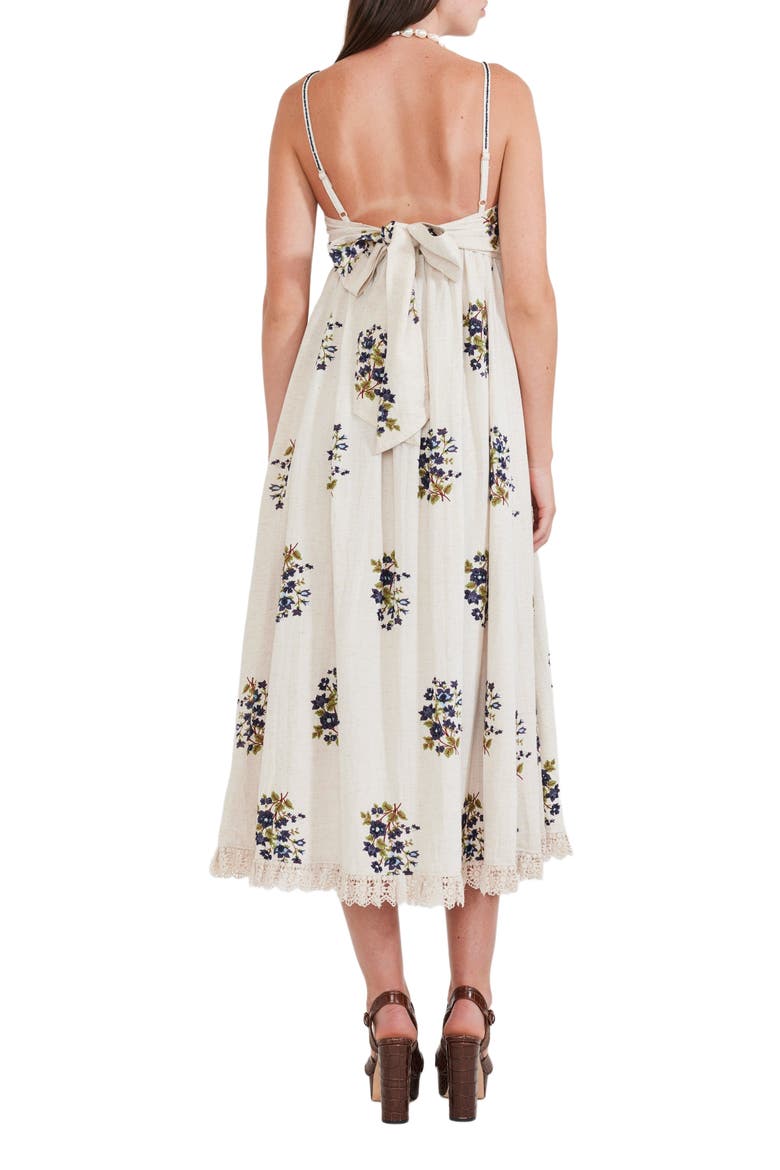 Gavin Midi Dress, Alternate, color, Oatmeal Bluesy Beaded Floral