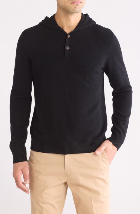 Hooded Cashmere Henley Sweater