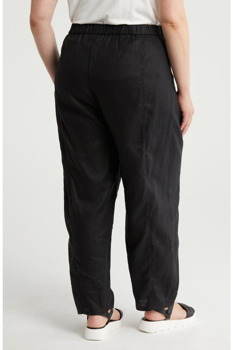 Pleated Organic Linen Lantern Pants, Alternate, color, BLACK