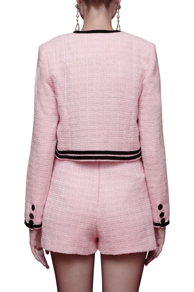 Tweed Crop Bow Trim Jacket, Alternate, color, CANDY PINK