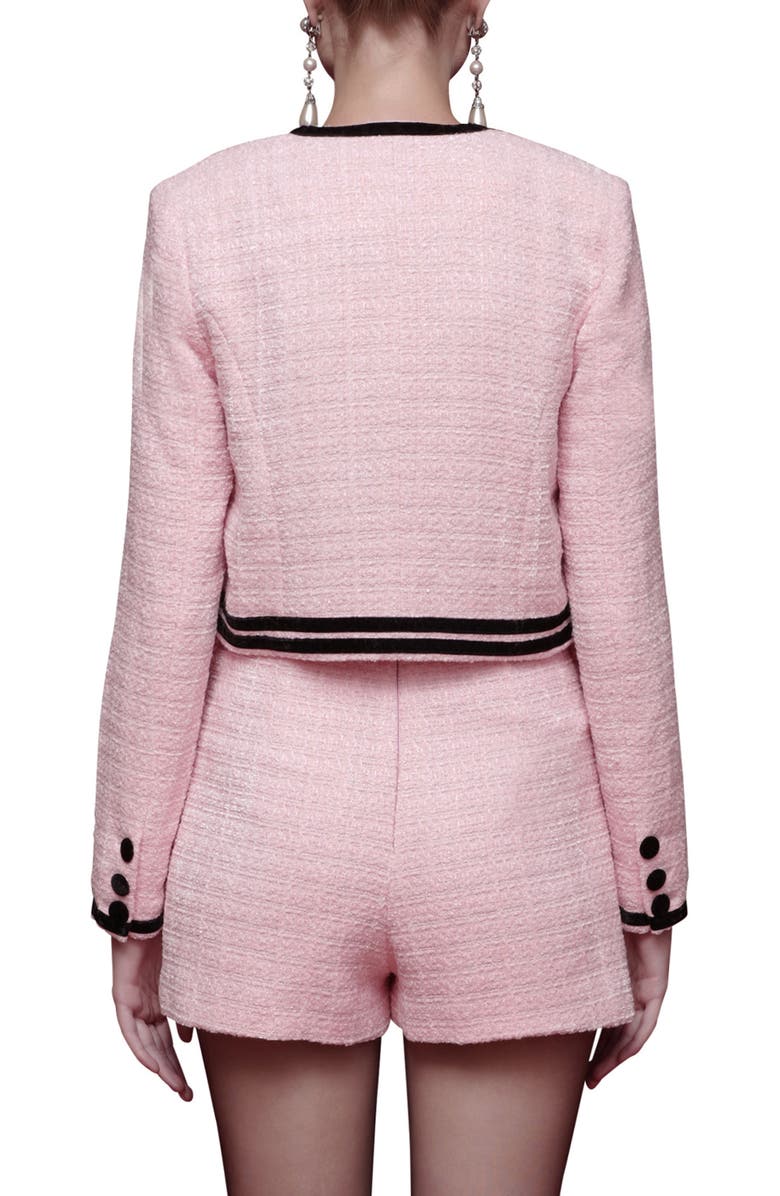Avec Les Filles Tweed Crop Bow Trim Jacket, Alternate, color, Candy Pink