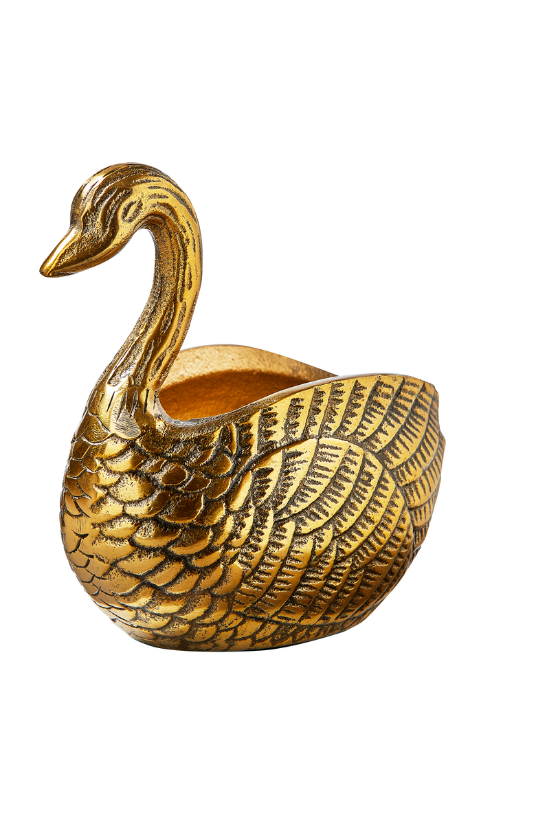 tag Duck Decorative Bowl Antique Brass Aluminum Spring, Main, color, Gold