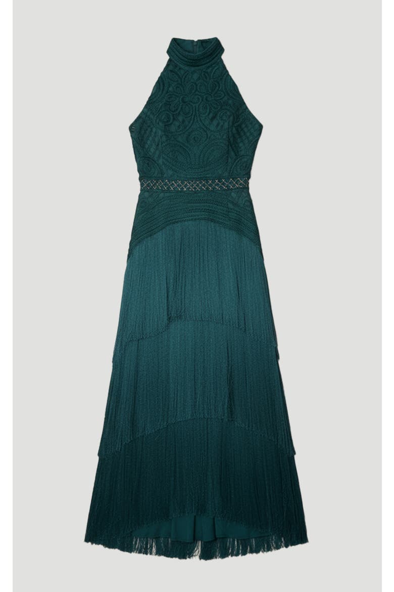 Beaded Halter Neck Woven Maxi Dress, Alternate, color, Dark Green