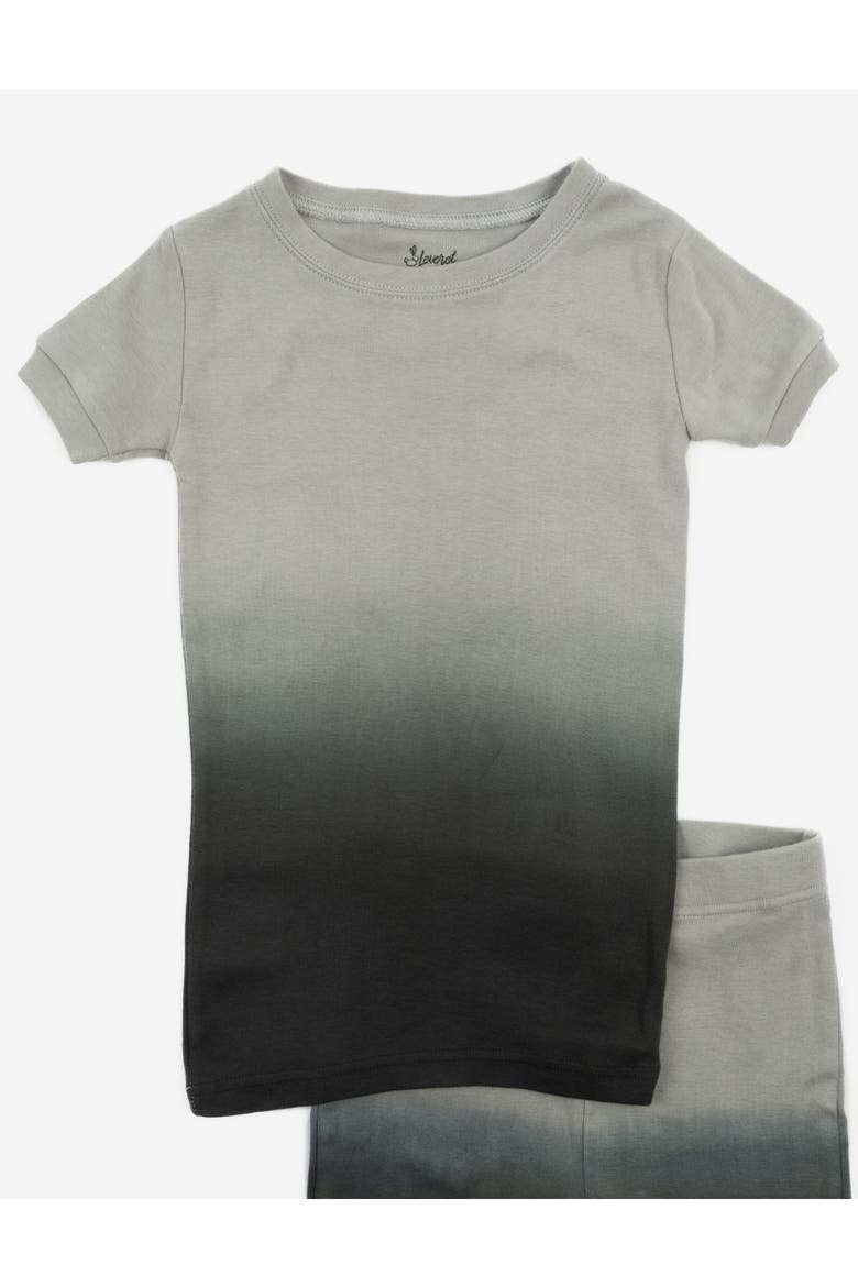 Kids Cotton Two-Piece Short Printed Pajamas, Vehicles & Adventure, Alternate, color, Tie Dye Gray