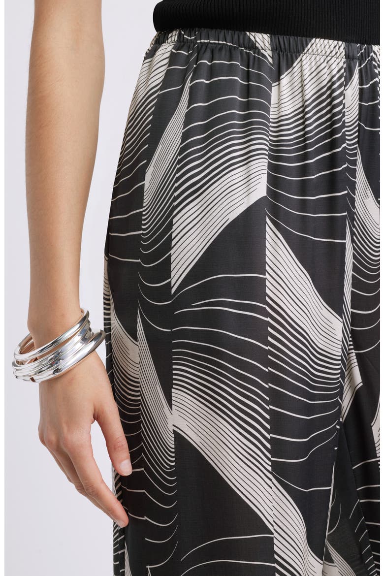 Print Pull-On Satin Crop Wide Leg Pants, Alternate, color, BLACK- IVORY WAVE SPLICE