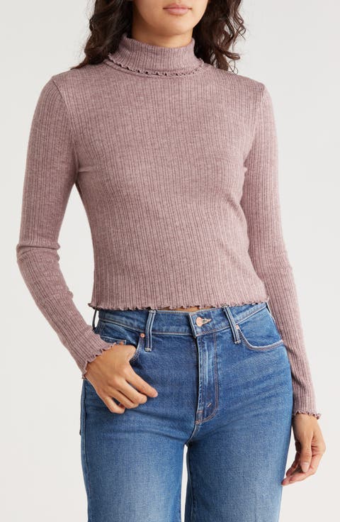 Ribbed Long Sleeve Turtleneck Crop Top