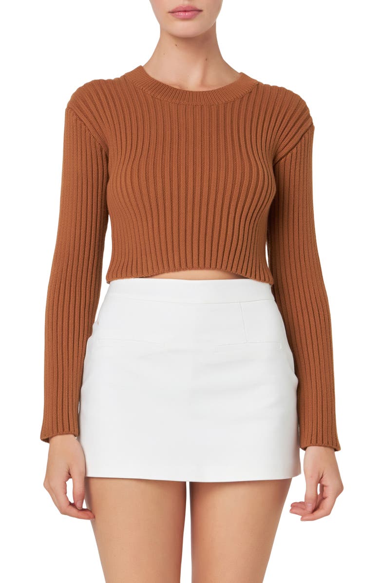 English Factory Crop Rib Sweater, Main, color, Camel