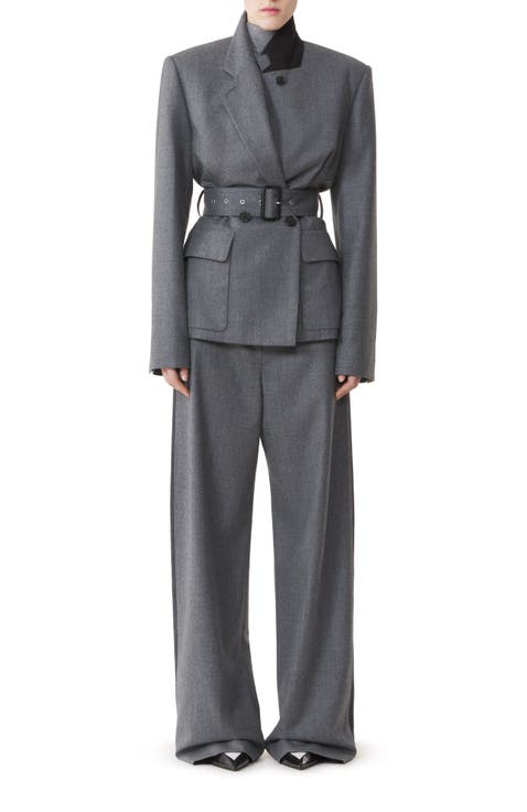 Belted Jacket In Wool Flannel