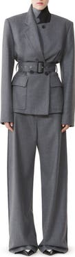 Lanvin Belted Jacket In Wool Flannel