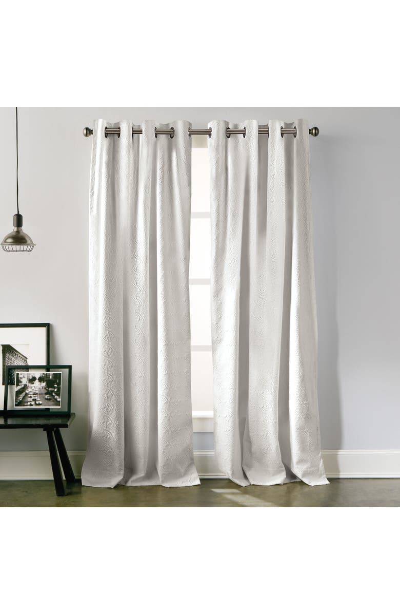 DKNY Chrysanthemum Floral Grommet Curtains, Alternate, color, White