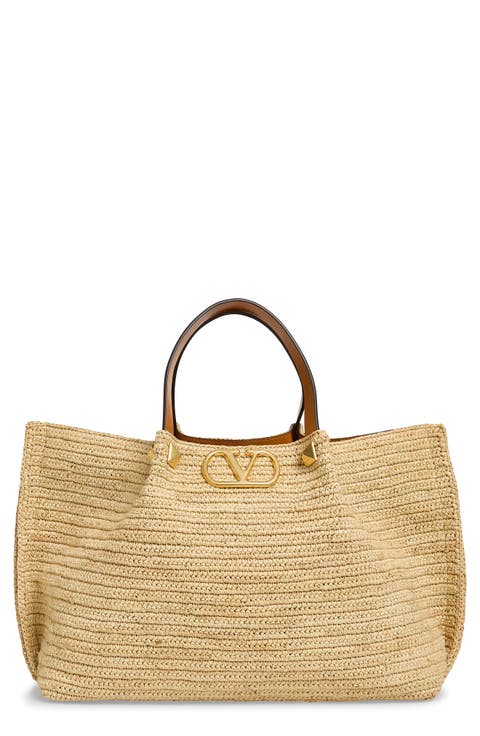 Medium VLOGO Signature Raffia Crochet Tote