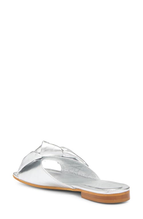 2 Twin Hearts Bow Flat Sandal In Silver Metallic