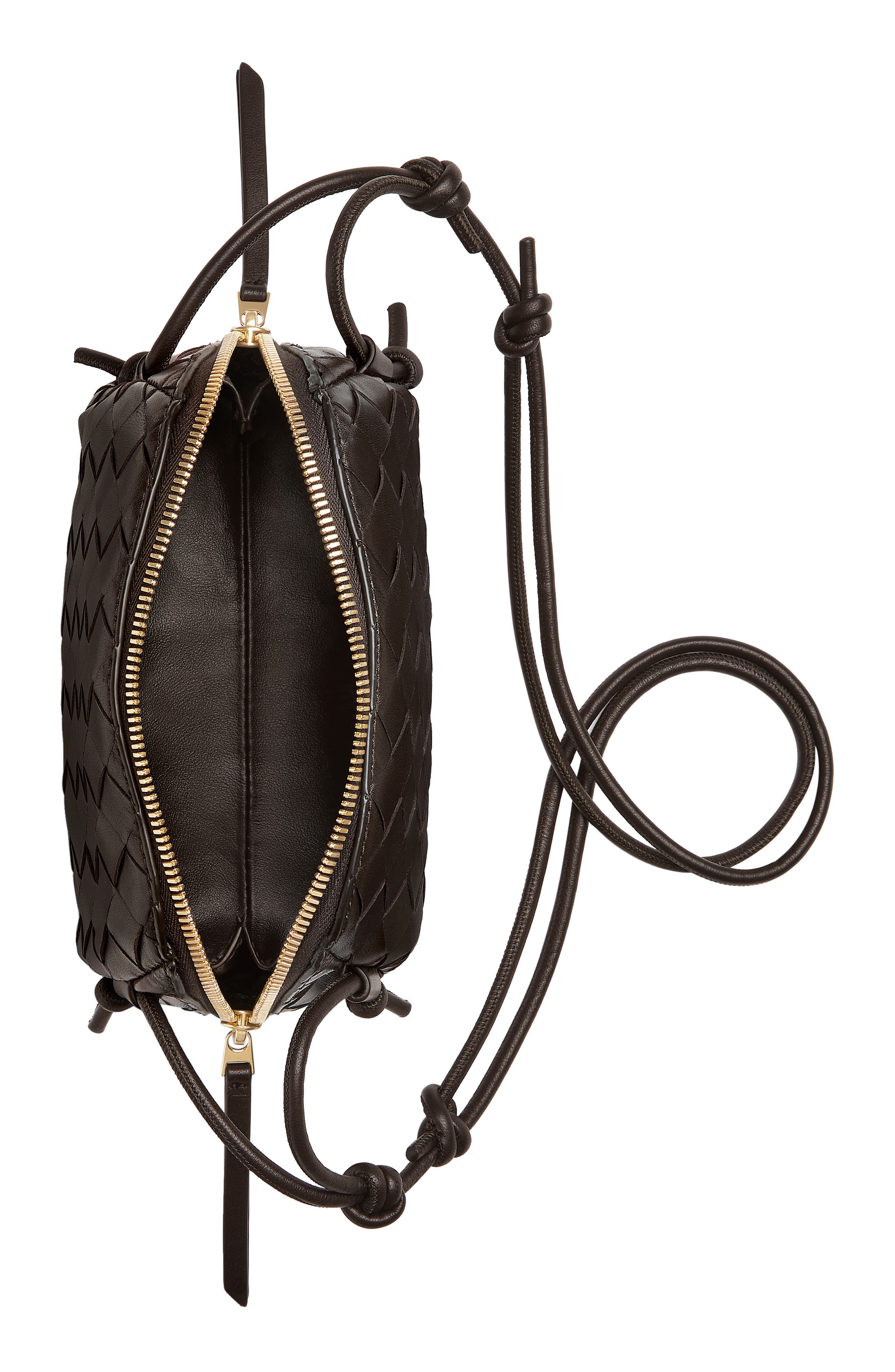 Mini Concert Intrecciato Leather Crossbody Bag, Alternate, color, 2132 FONDANT-GOLD