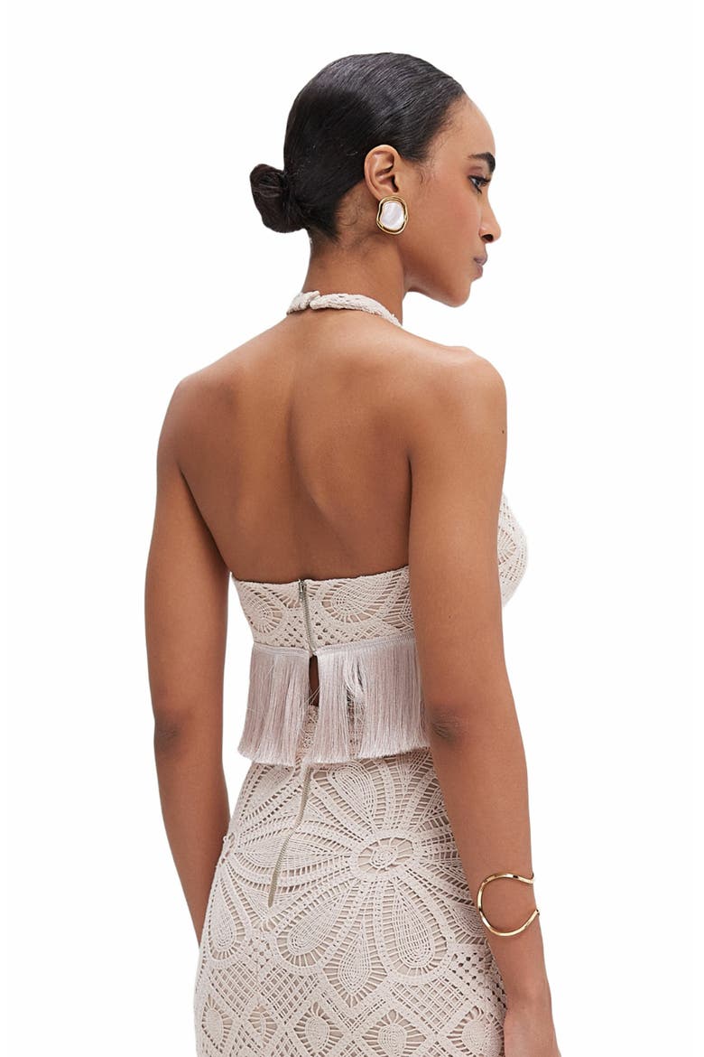 Flower Crochet Halterneck Top, Alternate, color, BEIGE
