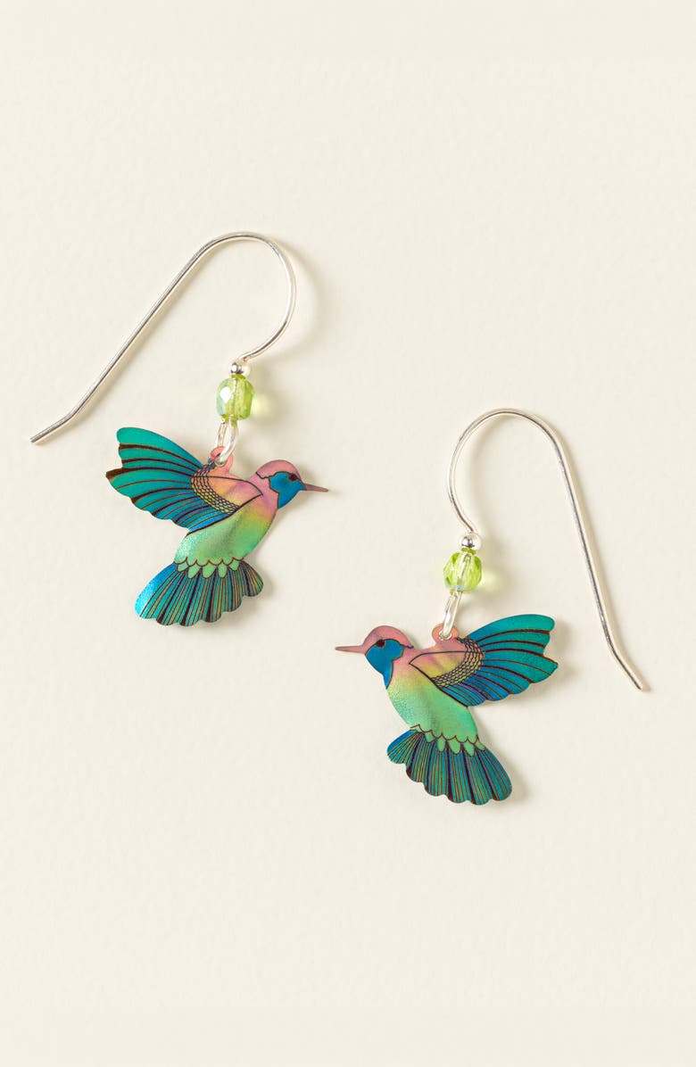 Uncommon Goods Iridescent Joyous Hummingbird Earrings, Main, color, Multi