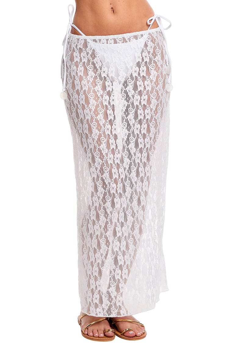 Aissa Sheer Lace Cover-Up Maxi Skirt, Main, color, WHITE