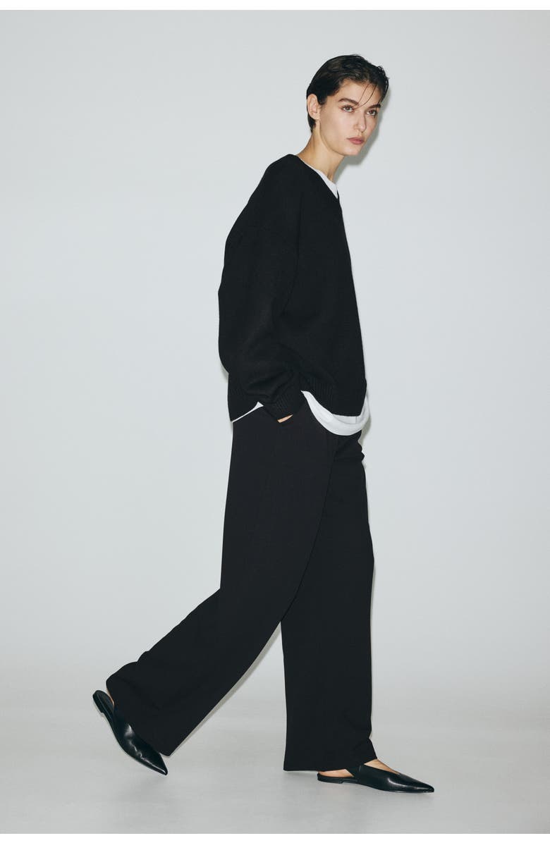 H&M Wide Trousers, Alternate, color, Black