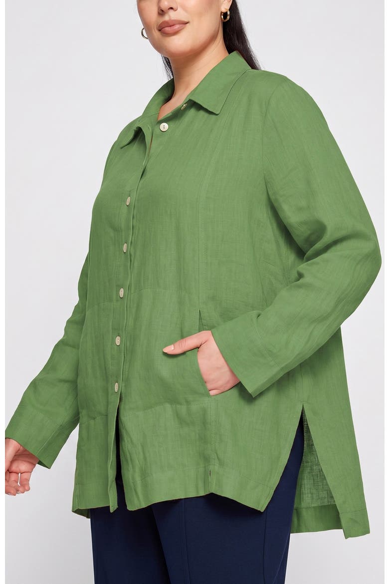 Phalia Solid Linen Shirt, Alternate, color, Apple Green