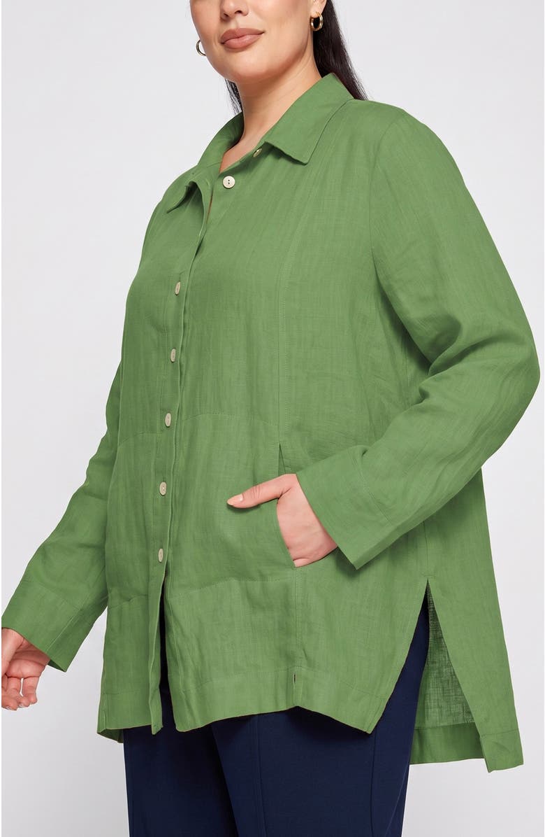 LUUKAA Phalia Solid Linen Shirt, Alternate, color, Apple Green