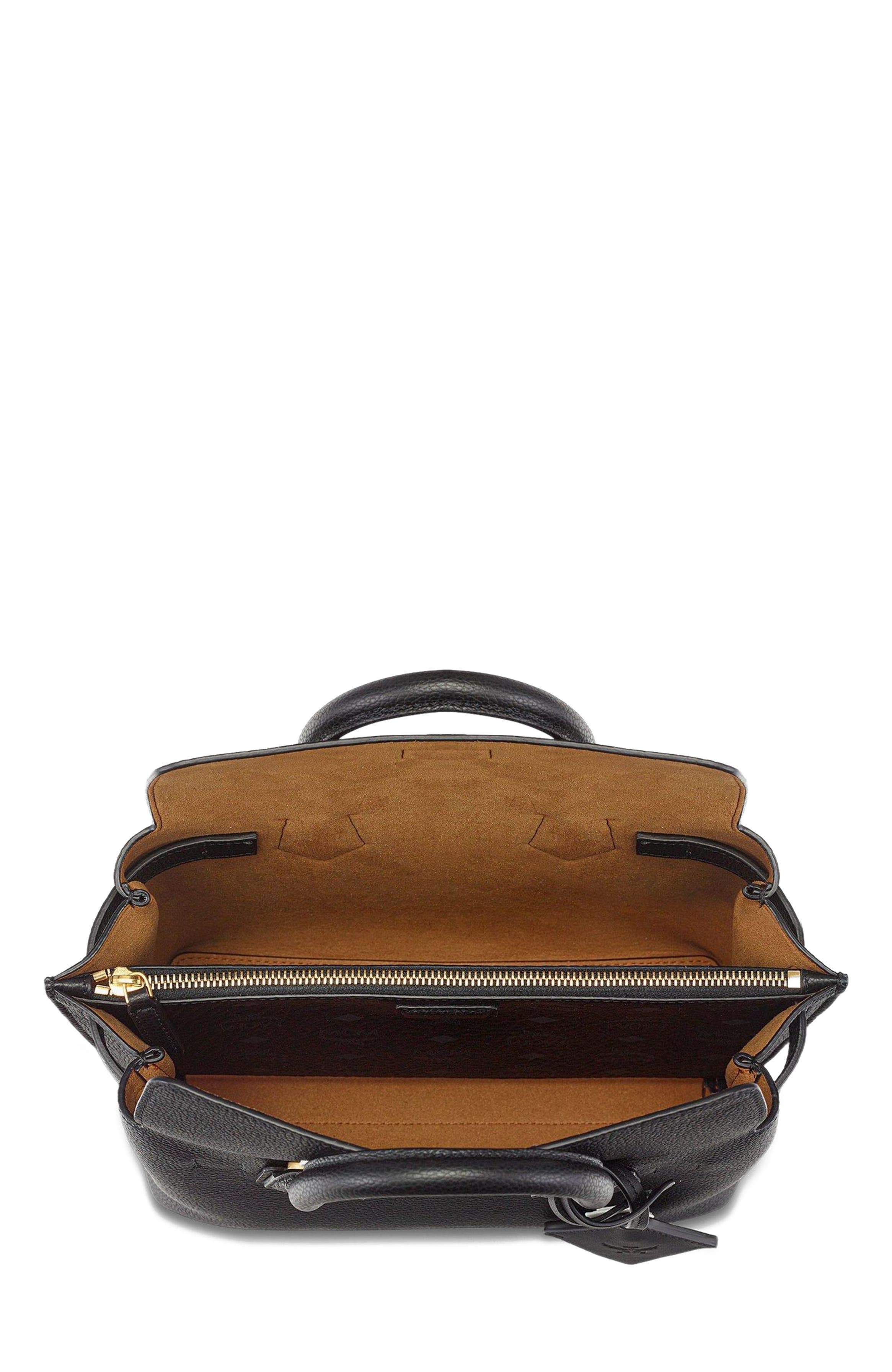 MCM Small Milla Tote in Spanish Embossed Leather, Alternate, color, Black