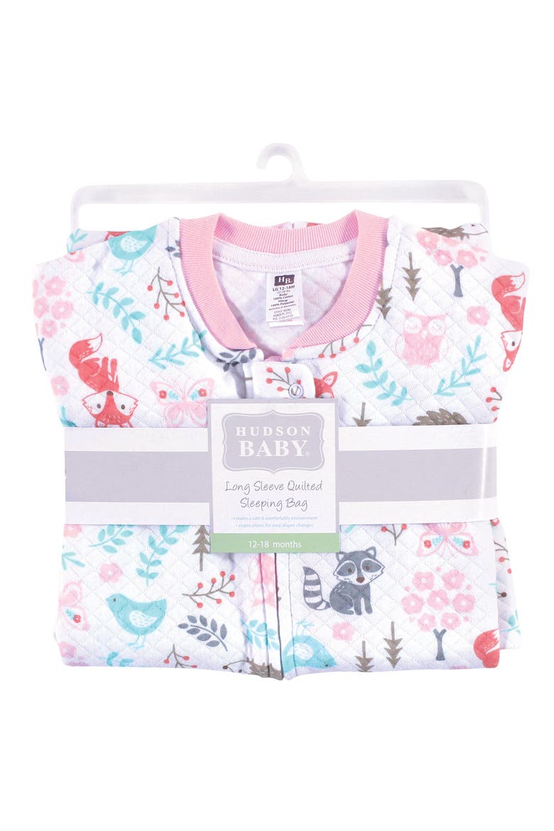 Premium Quilted Long Sleeve Sleeping Bag and Wearable Blanket, Alternate, color, Woodland Fox