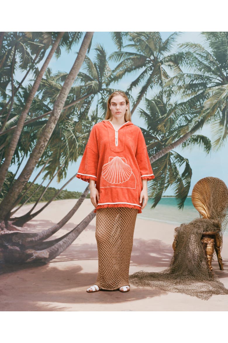 'Scallop' Beach Towel Top, Alternate, color, Coral