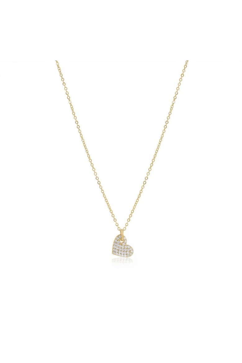 Mini Asymmetrical CZ Heart Necklace, Main, color, Gold Plated Sterling Silver