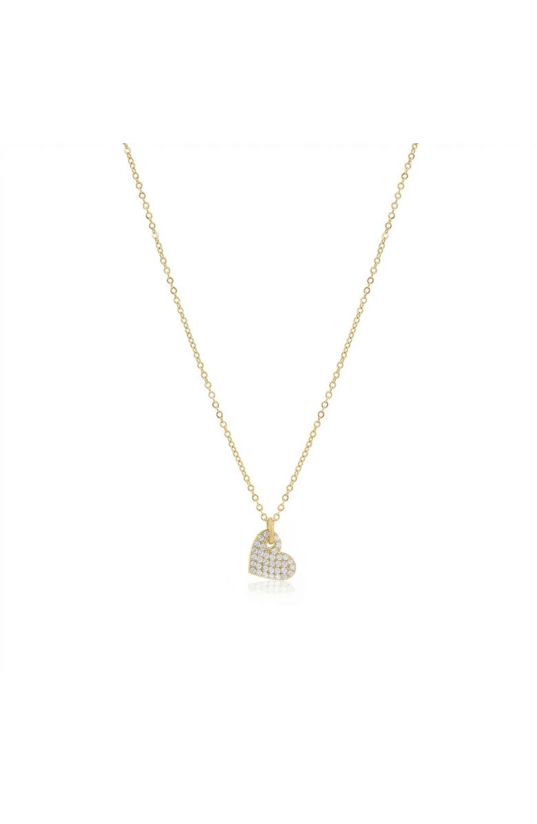 The Lovery Fine Jewelry Mini Asymmetrical CZ Heart Necklace, Main, color, Gold Plated Sterling Silver