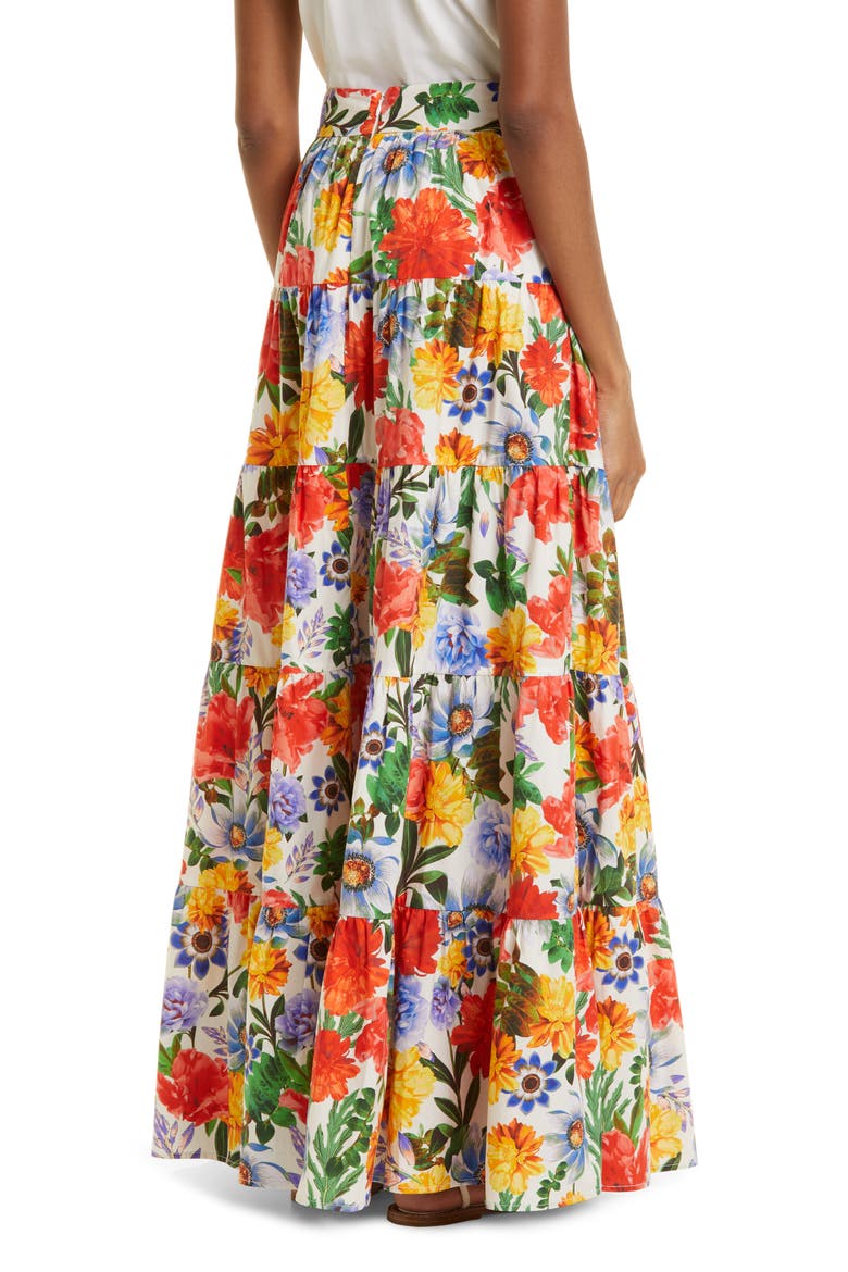Nathali Floral Cotton Maxi Skirt, Alternate, color, EGRET BLOSSOMS